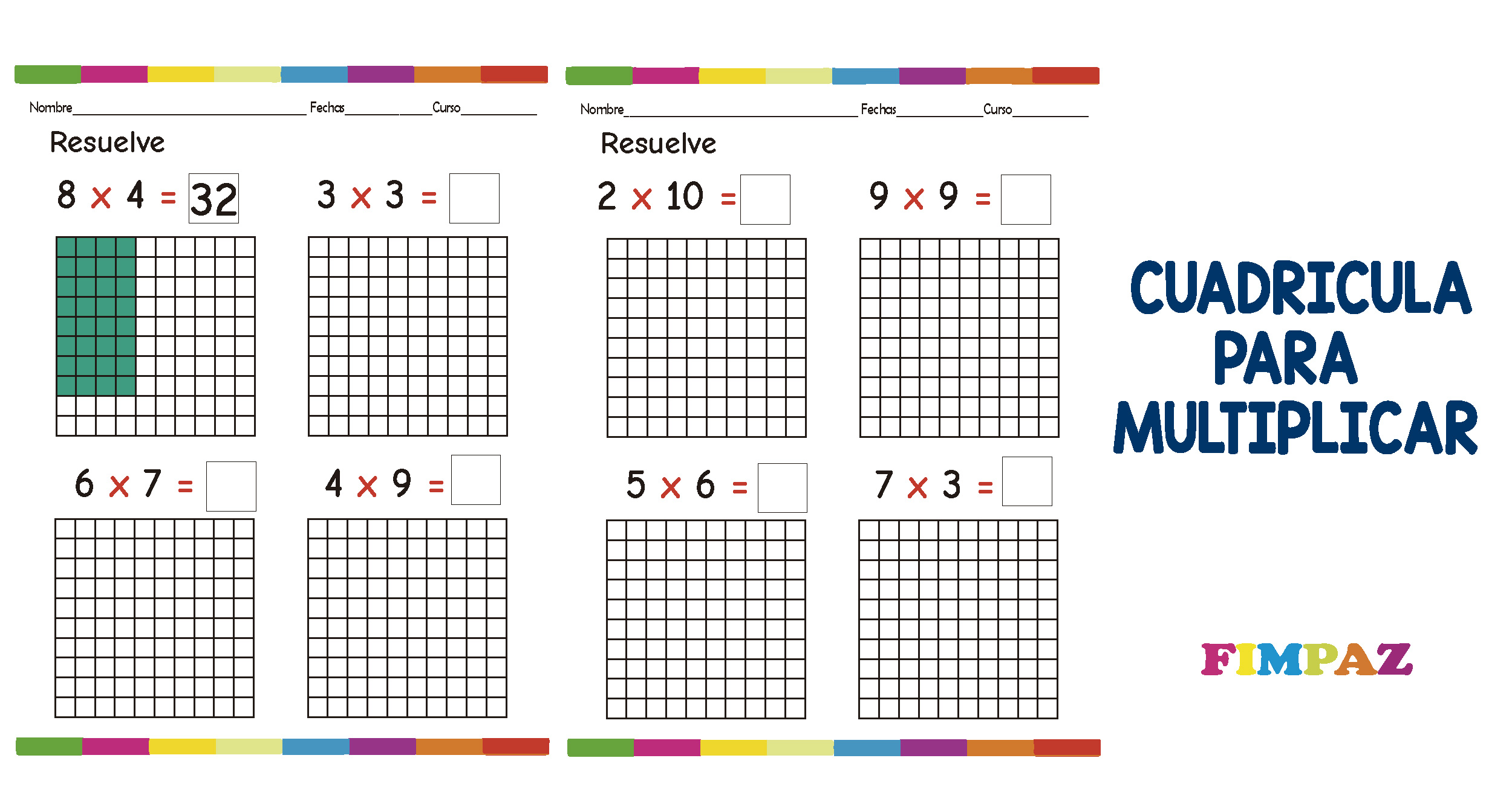 Multiplicación en Cuadrícula para Niños: Ejercicios y Plantillas (PDF Gratis)