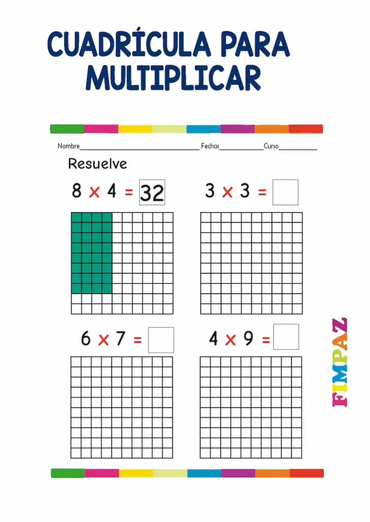 Plantilla de cuadriculas para aprender las tablas de multiplicar