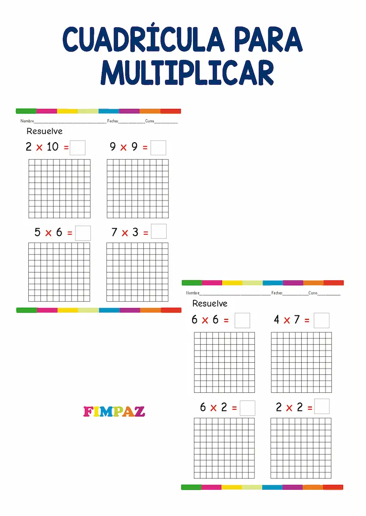 Aprende las tablas de multiplñicar con nuestras cuadriculas