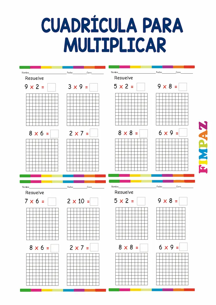 cuadriculas tablas de multiplicar