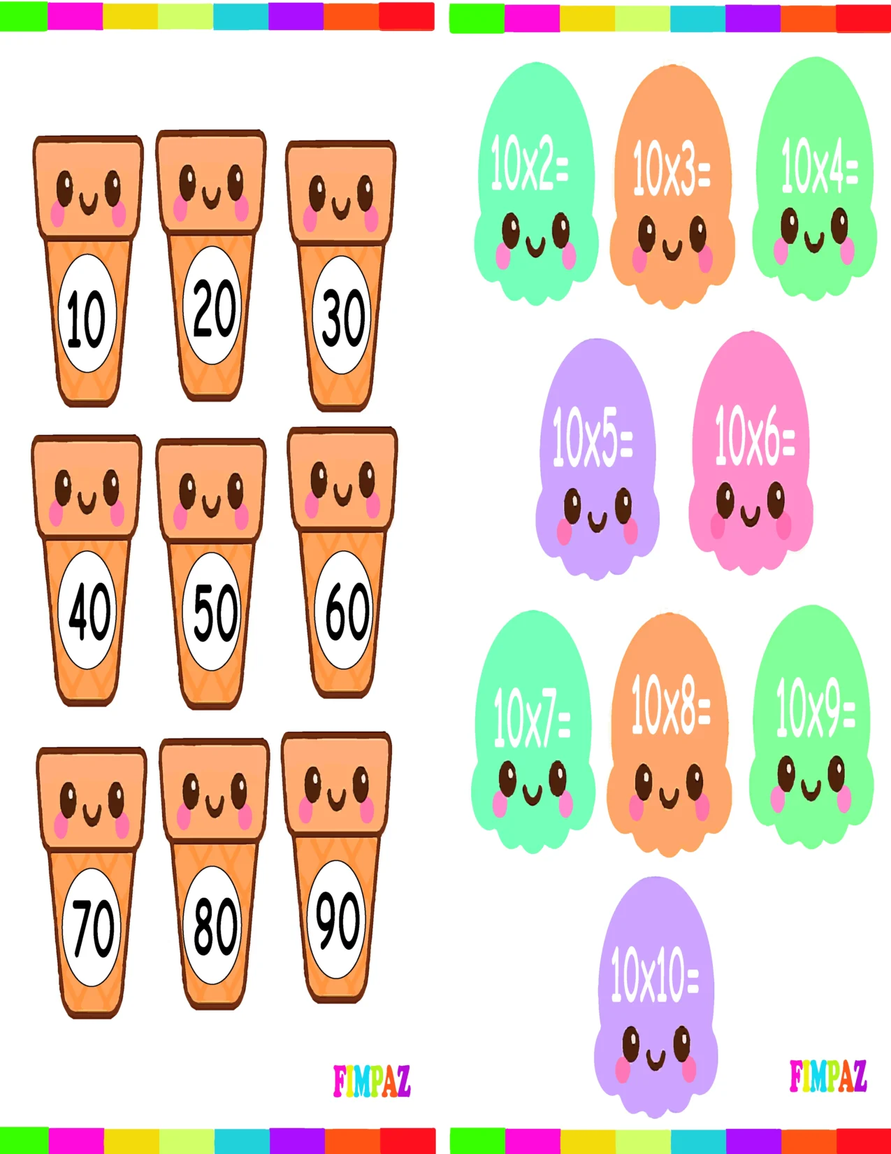 TABLAS DE MULTIPLICACION CON HELADOS
