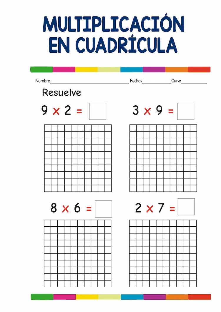 actividades ejercicios de multiplicacion con cuadriculas