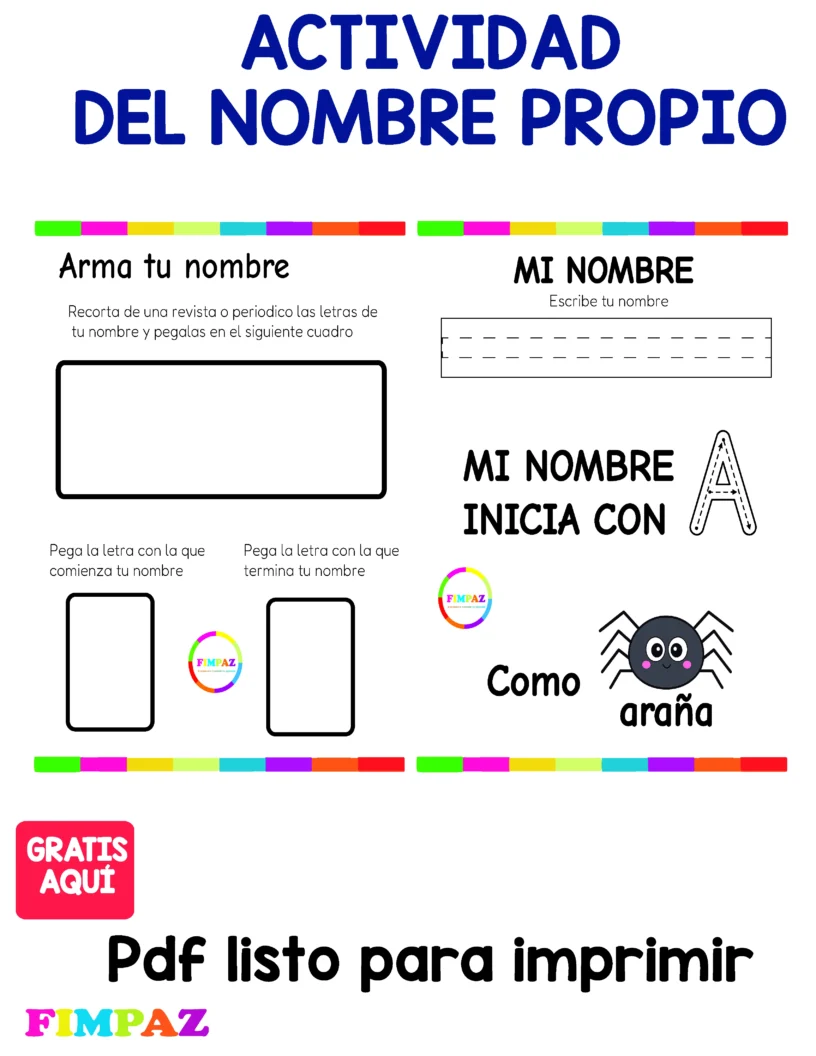 actividades nompre propio para niños