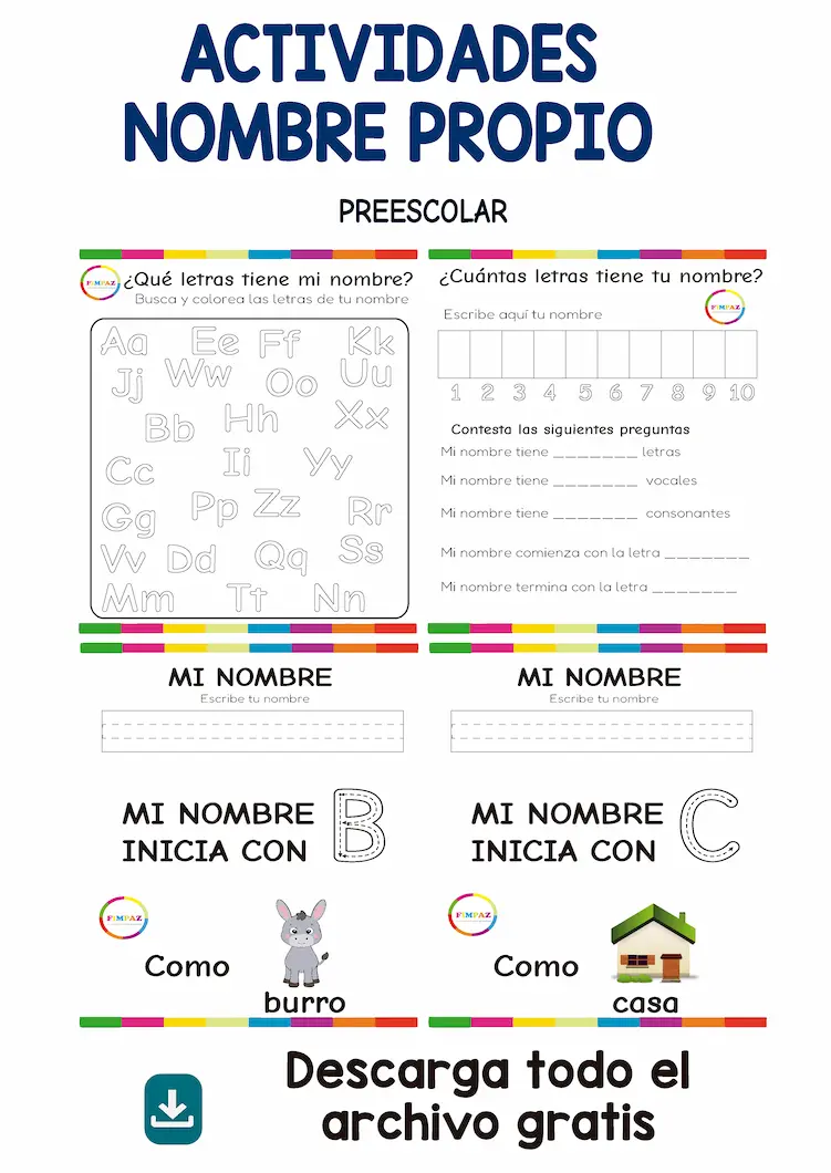 actividades para trabajar el nombre propio en preescolar