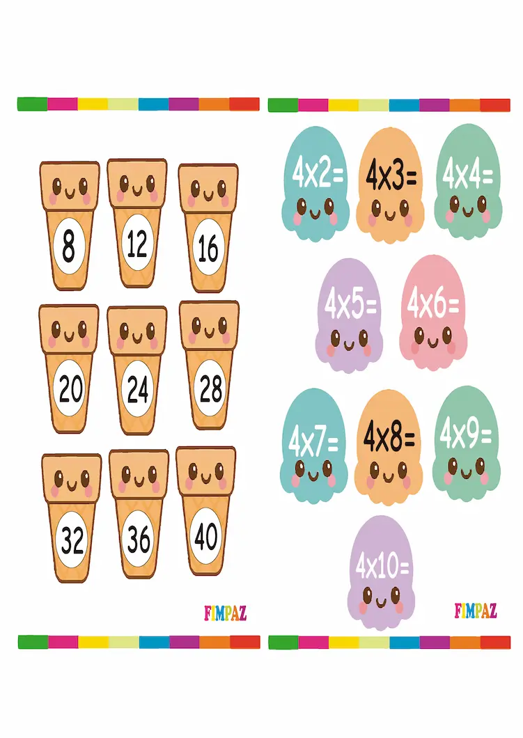 tablas de multiplicar helados