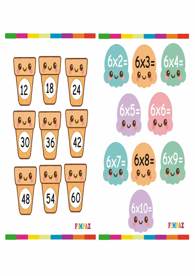 tablas de multiplicar helados