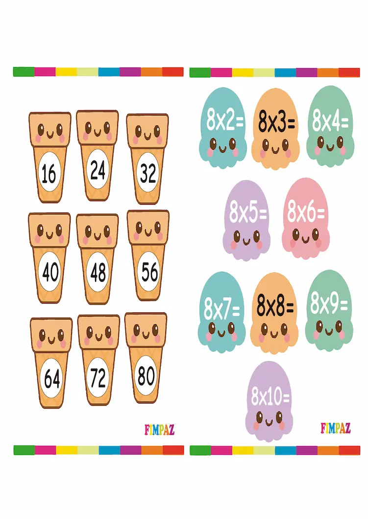 tablas de multiplicar helados
