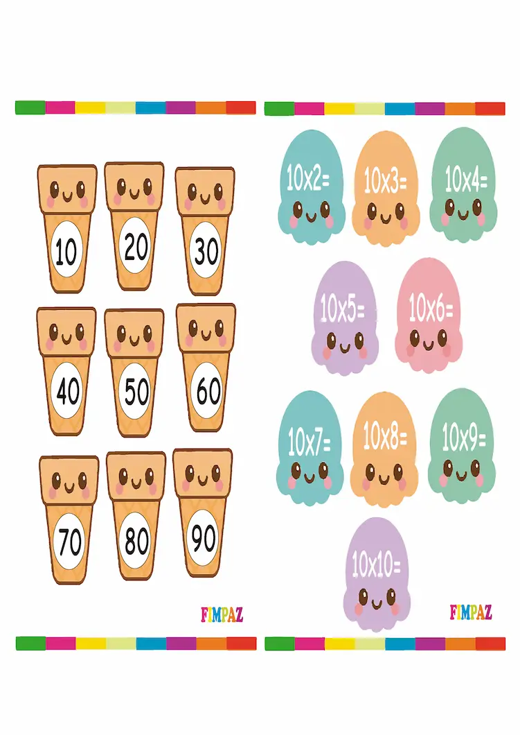 tablas de multiplicar helados