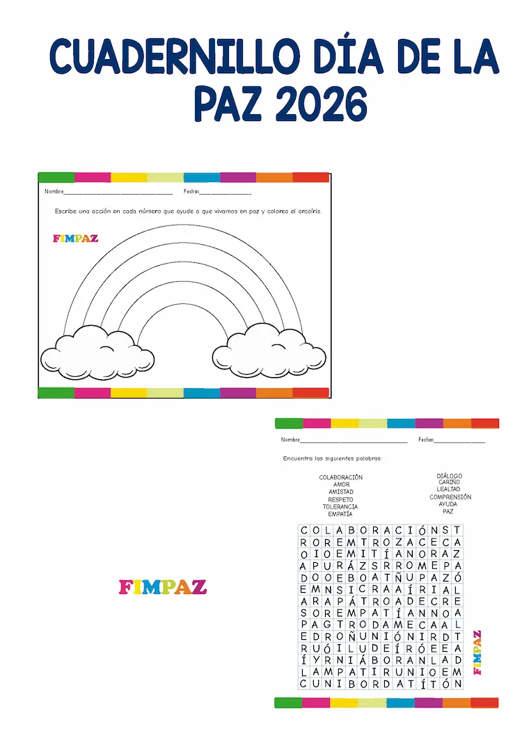 Cuadernillo con activdades para el dia de la paz y no violencia
