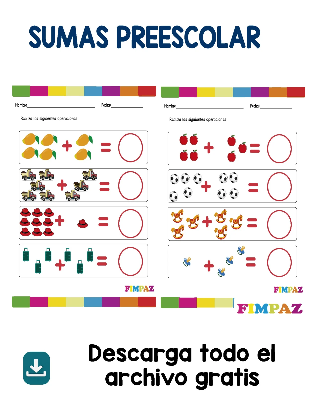 sumas para niños de preescolar