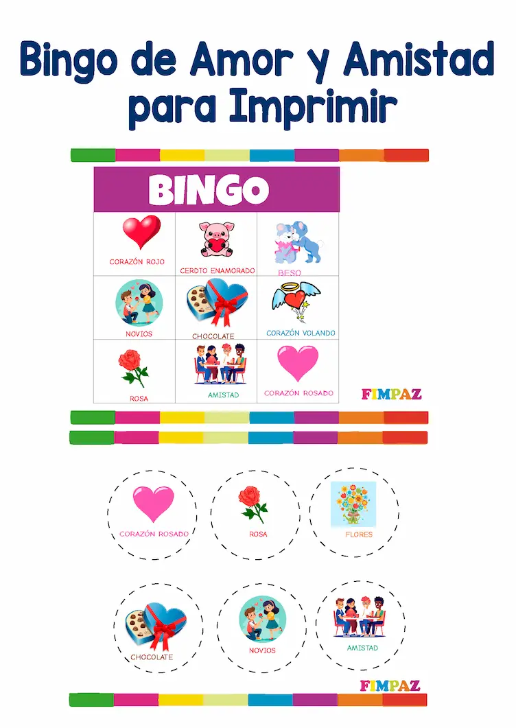 bingo con tematica de san valentin
