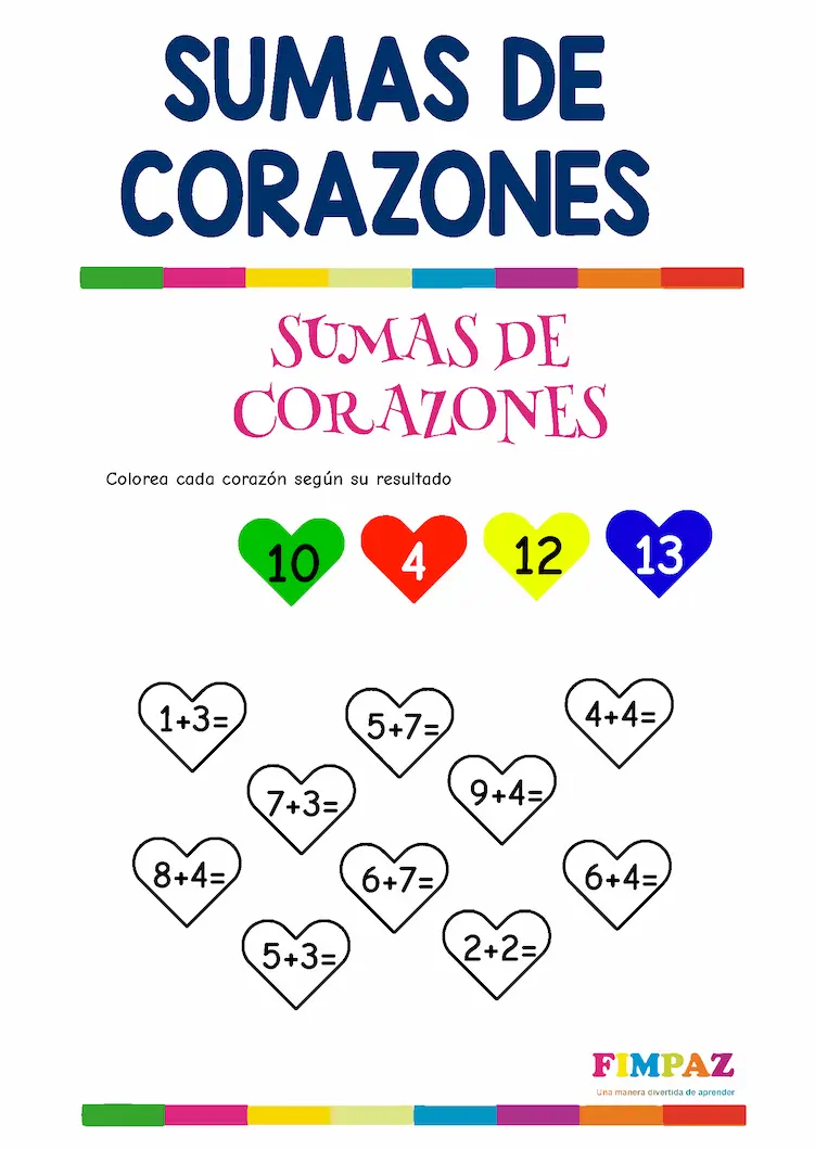 matematicas y san valentin para niños