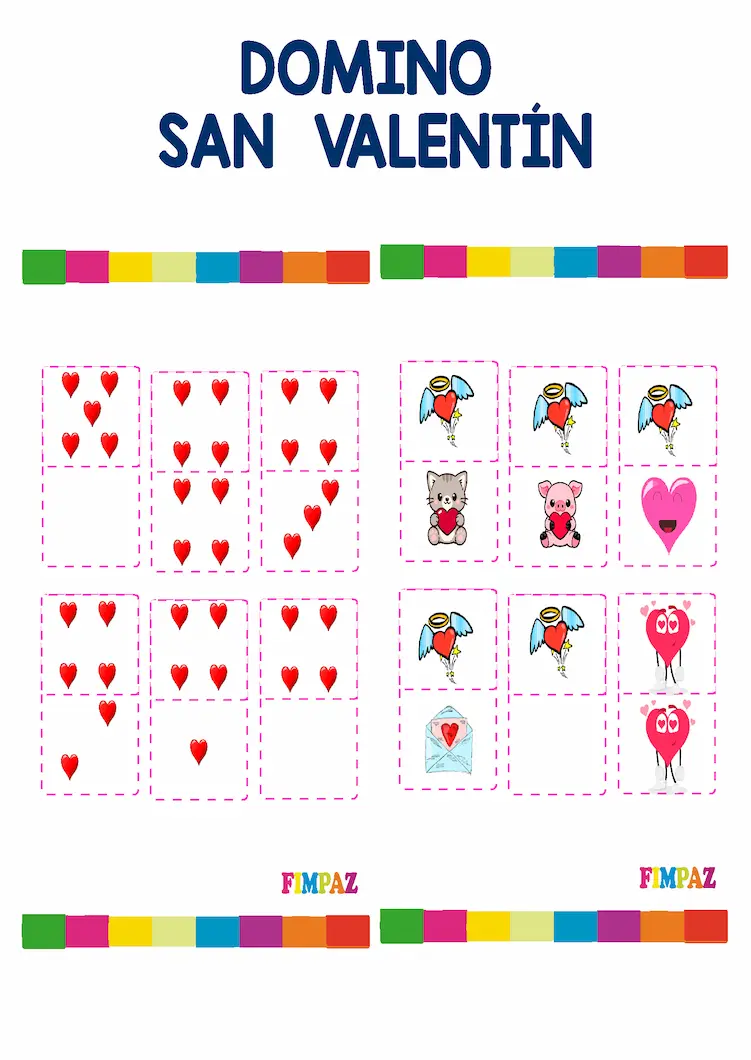 domino imprimible sna valentin para niños