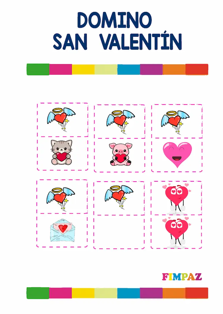 domino imprimible sna valentin para niños
