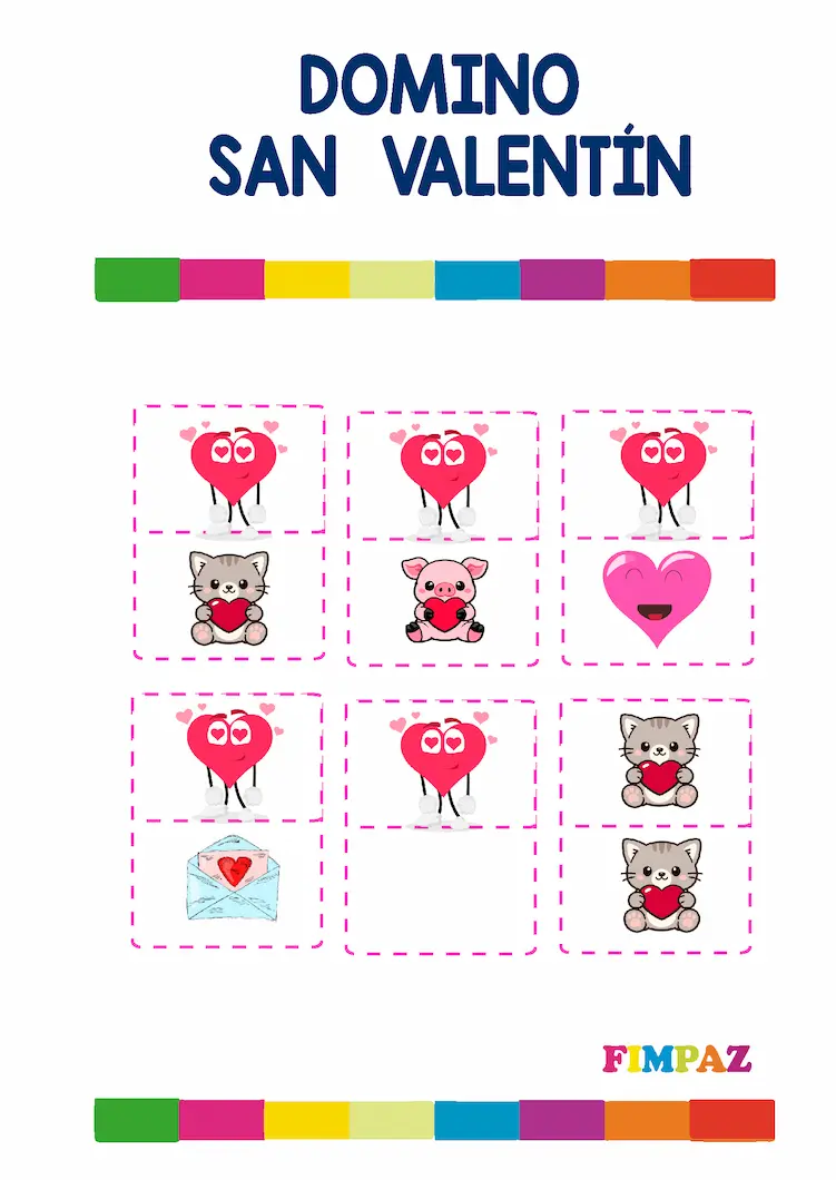 domino imprimible sna valentin para niños