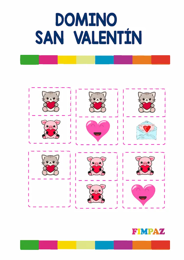domino imprimible sna valentin para niños