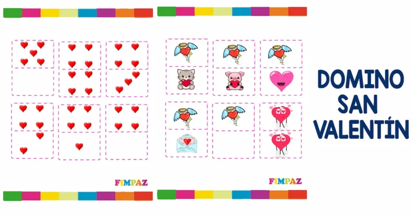 fichas de domino para imprimir tematica san valentin