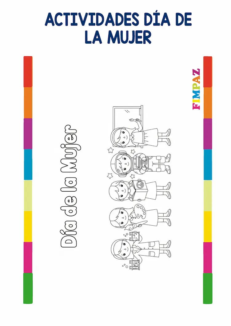 Dibujos del Día de la Mujer para colorear y tarjetas para niños de preescolar
