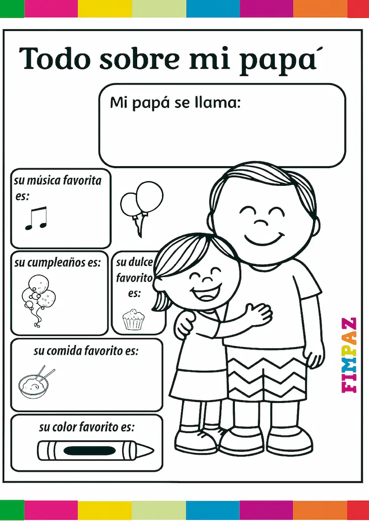 tarjeta dia del padre para colorear