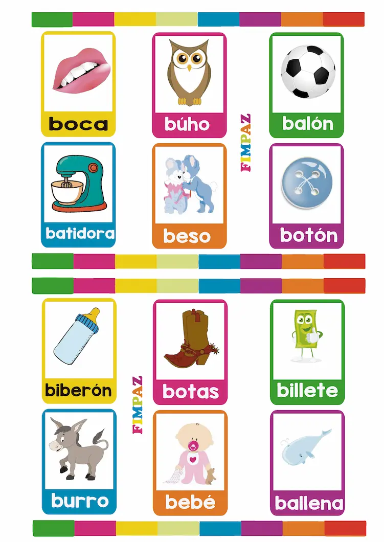 TARJETAS BA BE BI BO BU
