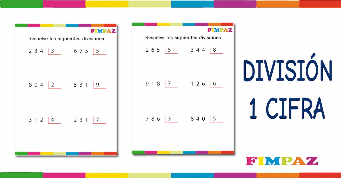 Divisiones de una cifra exactas para imprimir: Cuaderno de ejercicios gratis en PDF