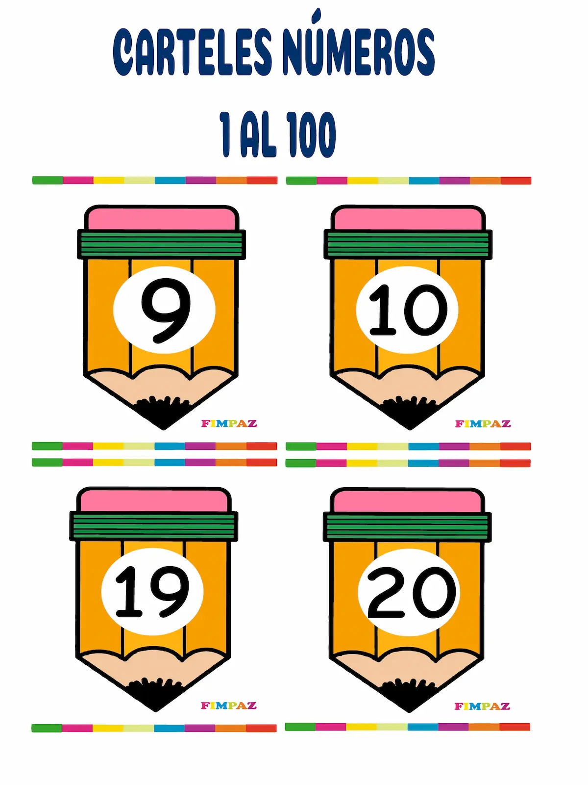 Carteles de Números del 1 al 100 para Imprimir