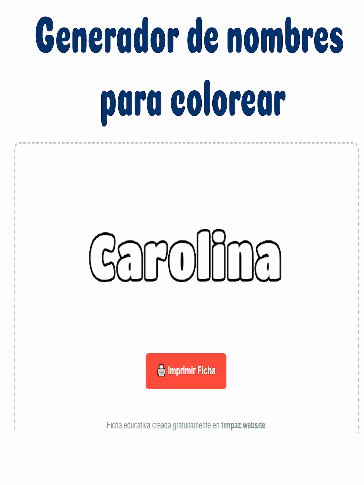 Generador de Nombres para Colorear e Imprimir