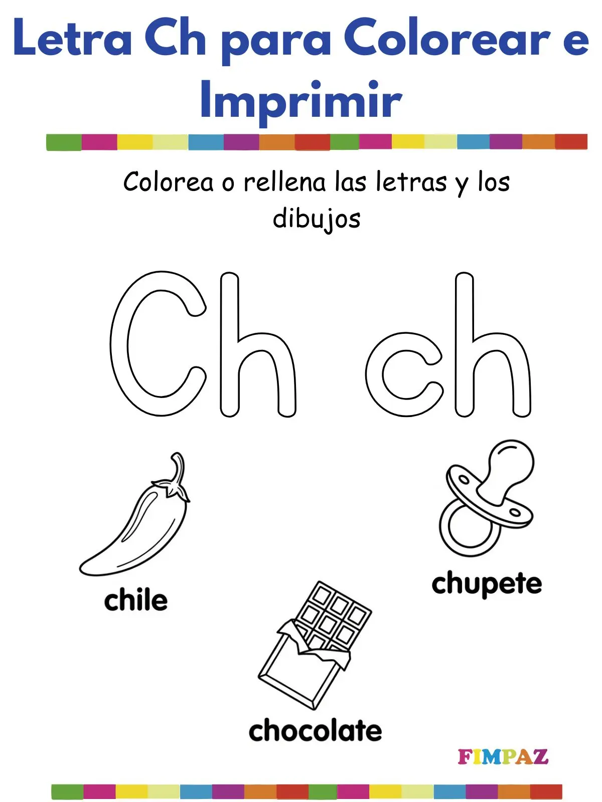 Letra ch para colorear 