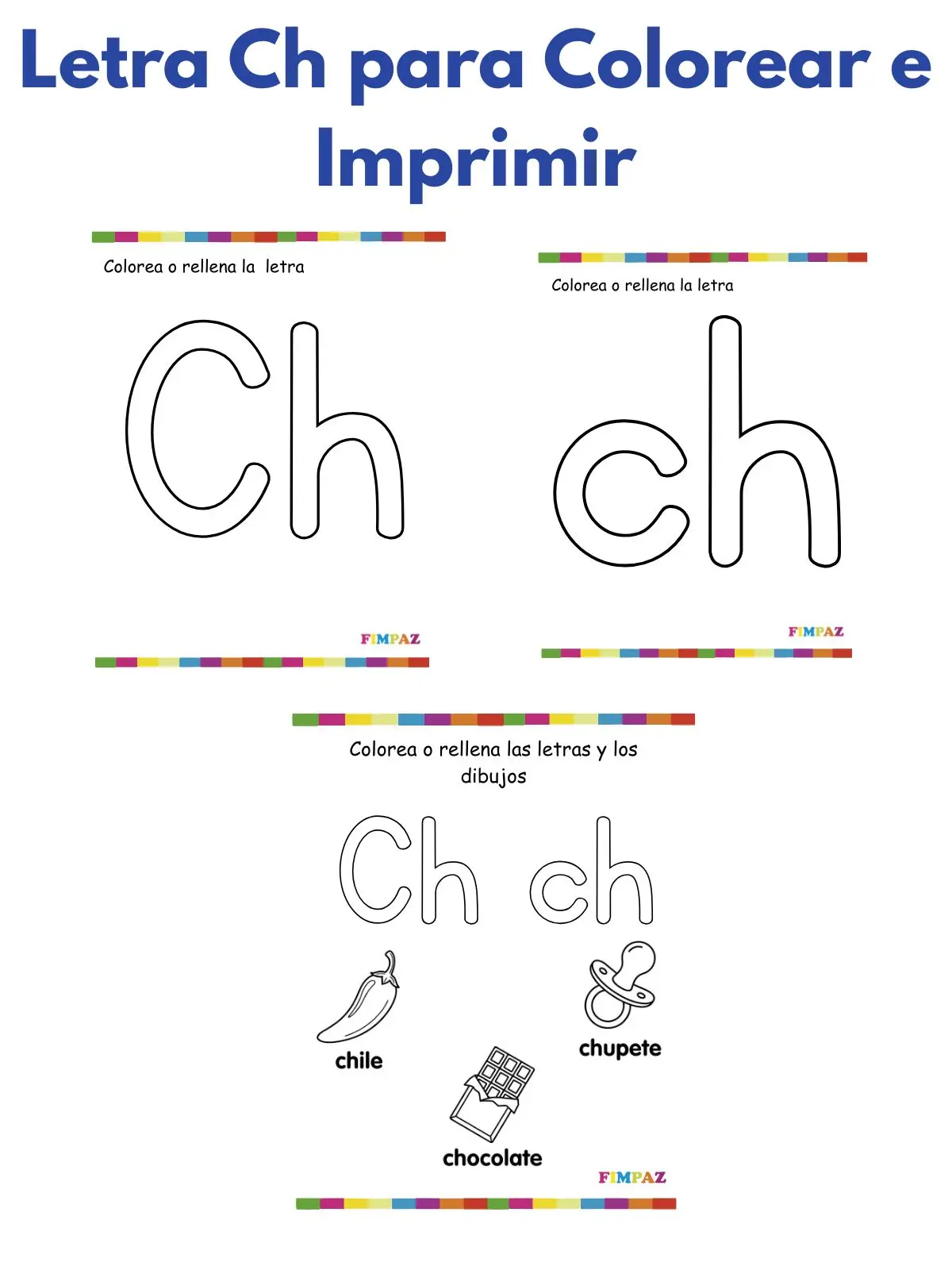 Letra ch para colorear 