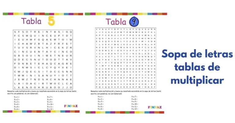 sopa de letras tablas de multiplicar