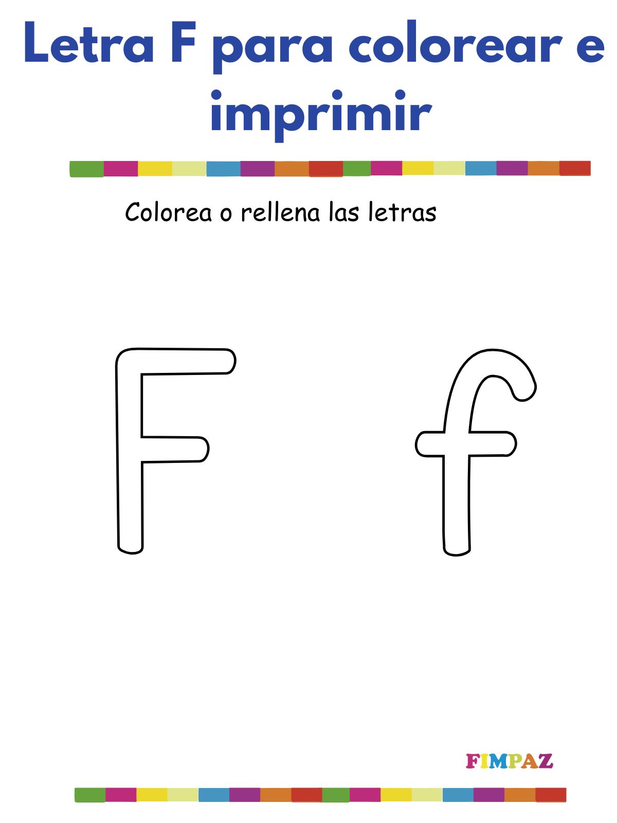 Letra F para colorear e imprimir