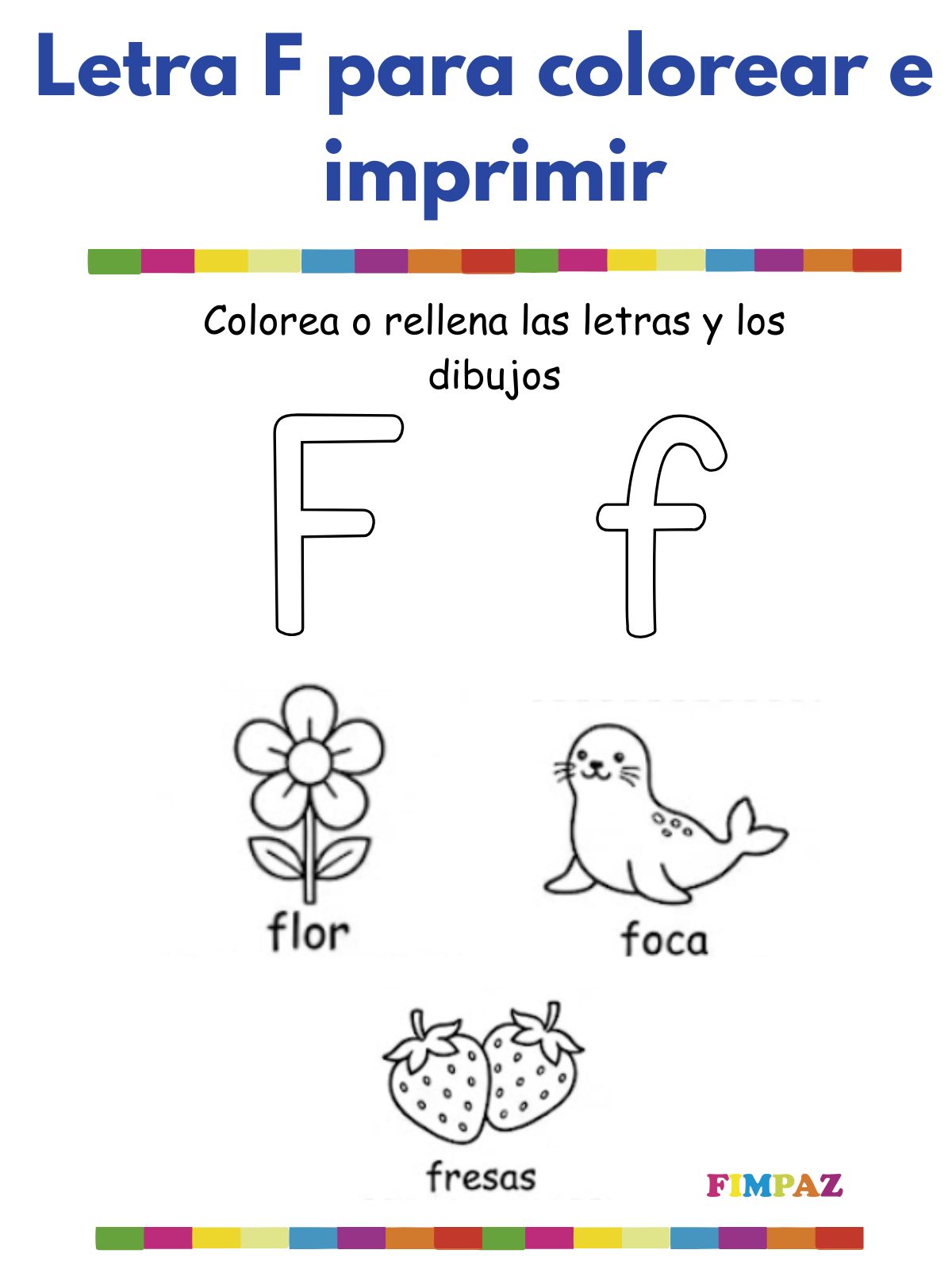 Letra F para colorear e imprimir