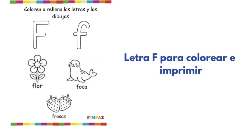 Letra F para colorear e imprimir