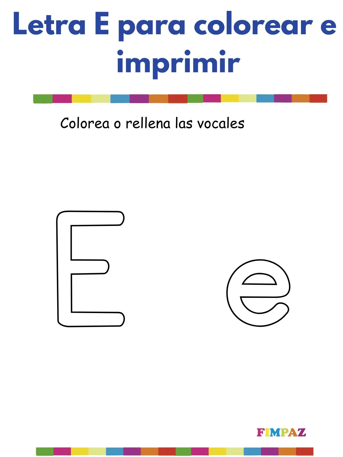 Letra e para colorear e imprimir