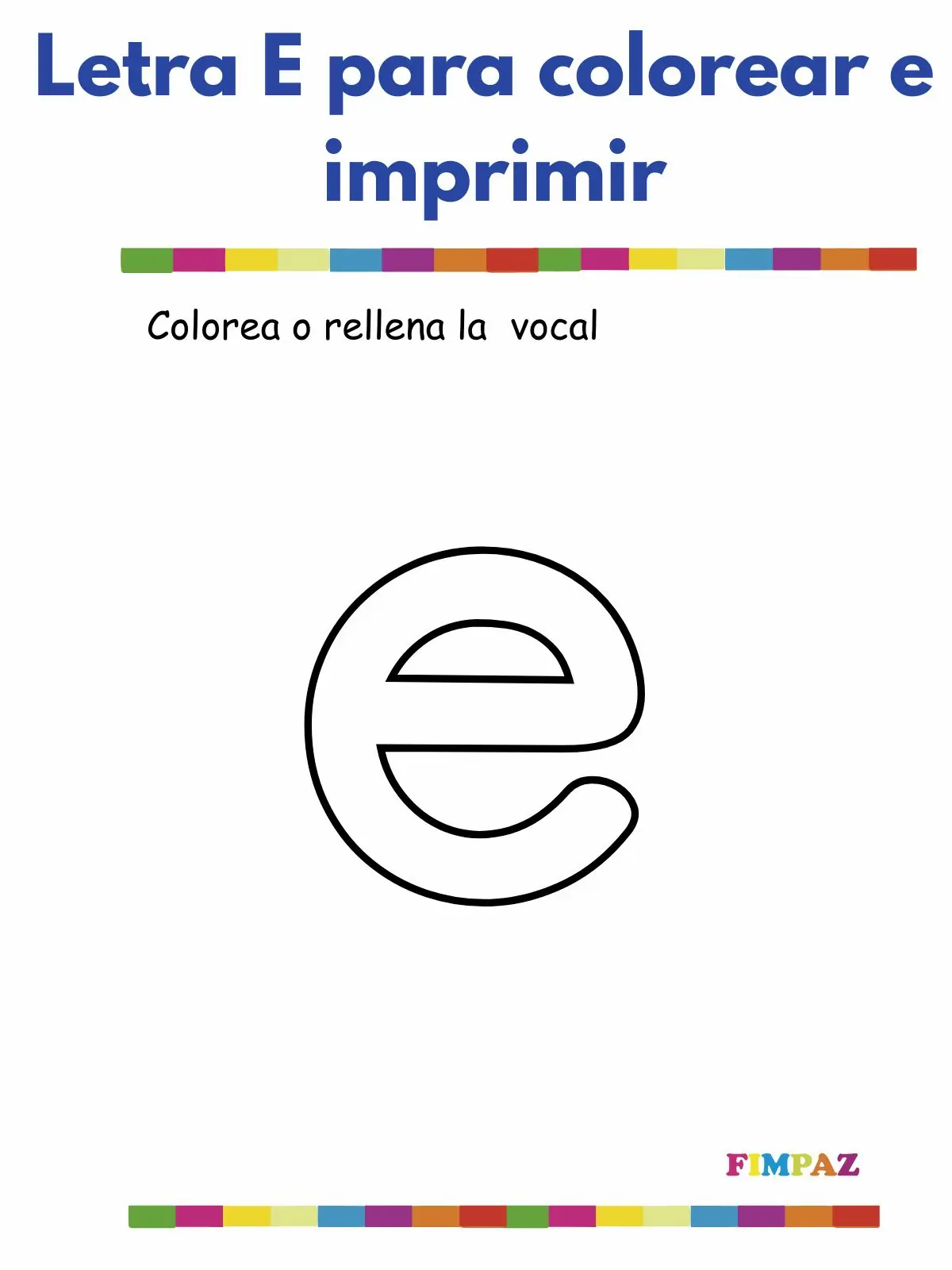 Letra e para colorear e imprimir