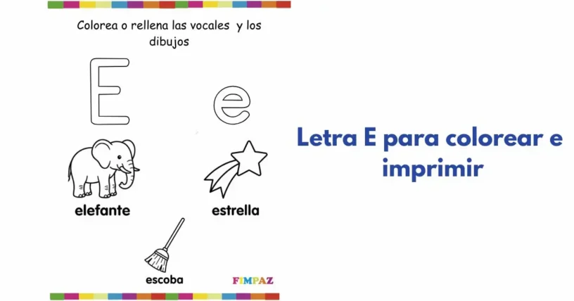 Letra e para colorear e imprimir id