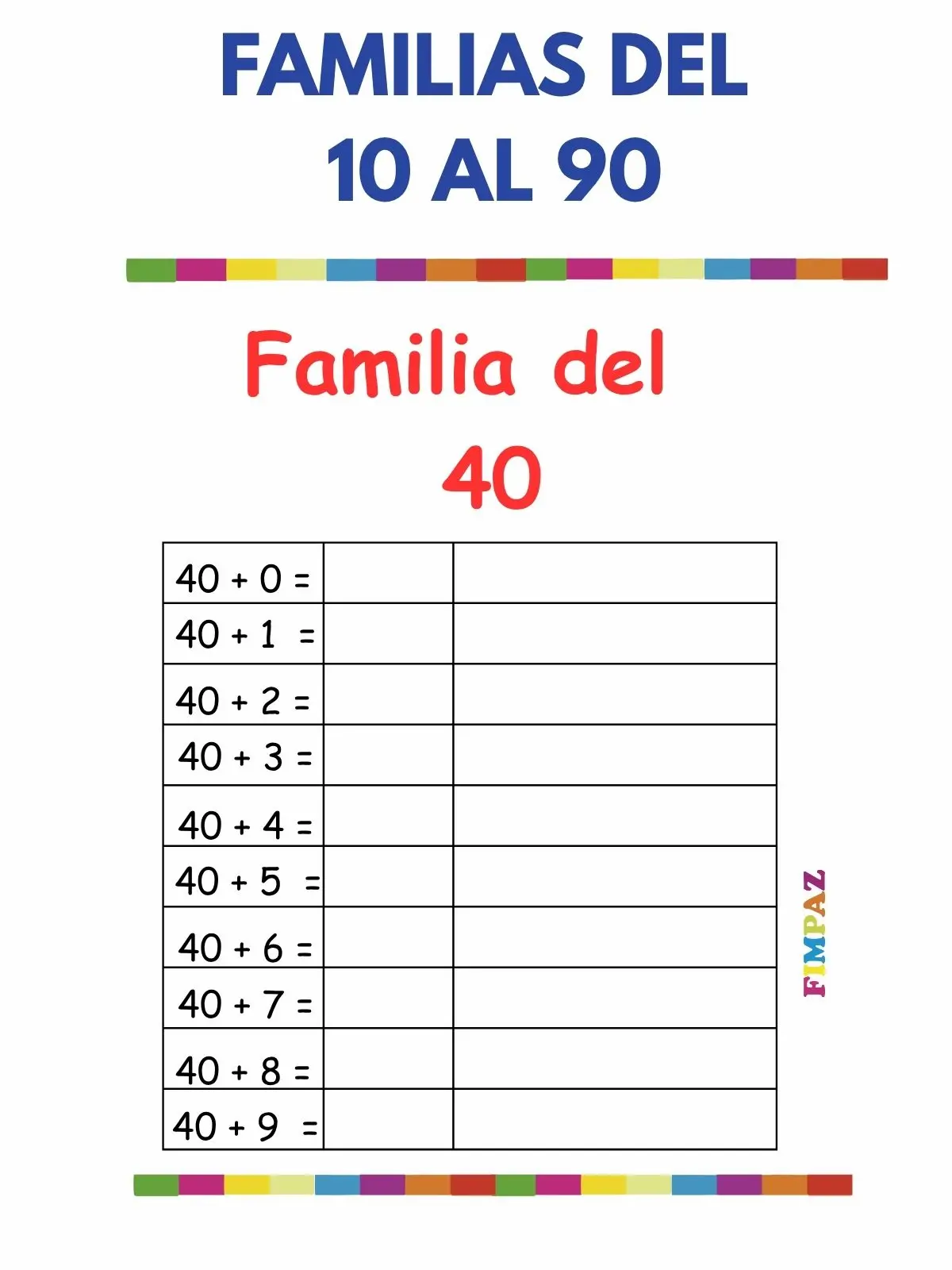 Familias de Números del 10 al 99 PDF Gratis