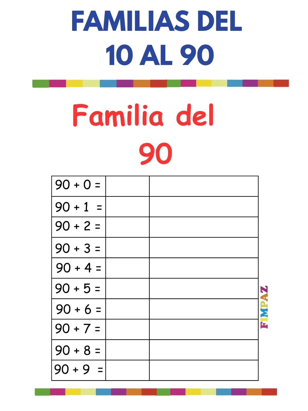 Familias de Números del 10 al 99 PDF Gratis